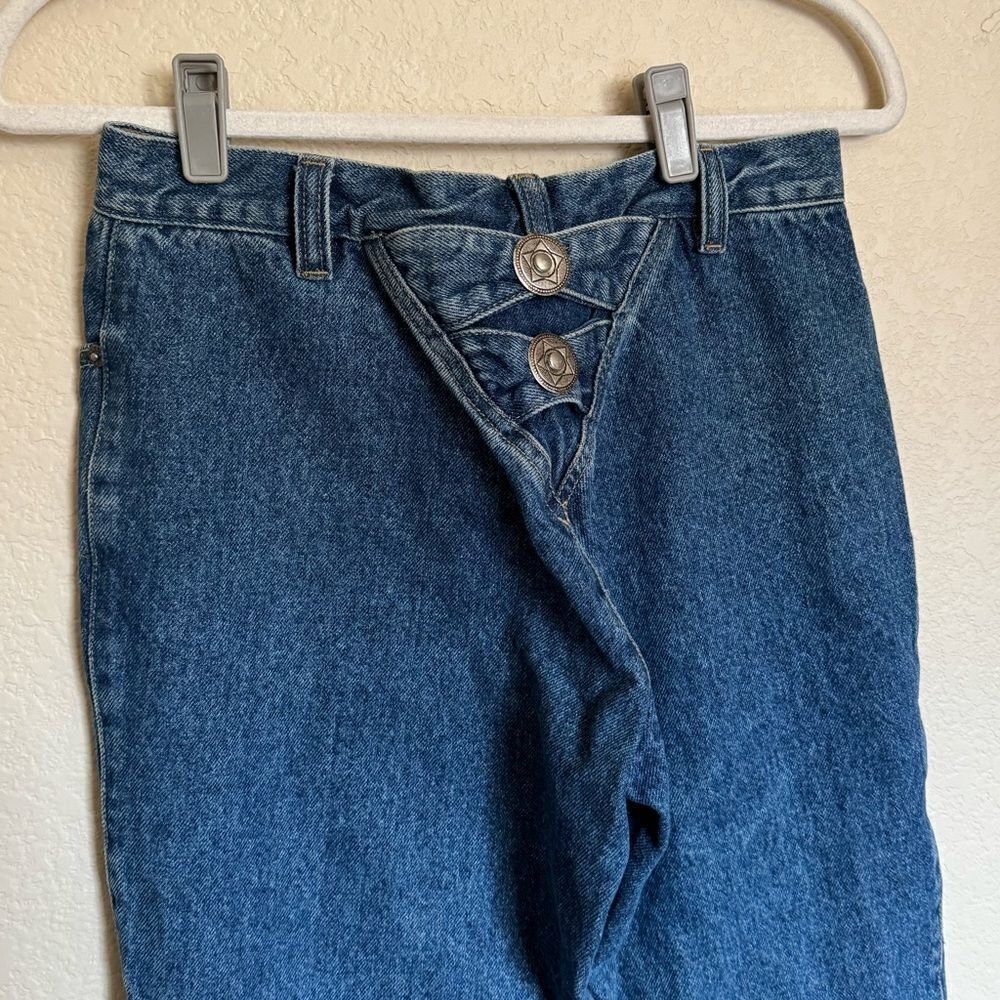 Vintage Western Rough Rider Double Metallic Buckled Back Bootcut‎ jeans sz 28